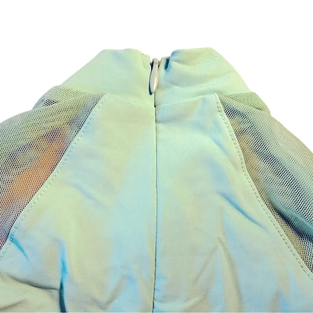 CS Baltogs Girls Mock Neck Long Sleeve Dance Crop Top mint green small dancewear